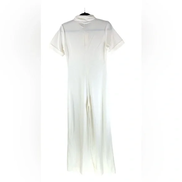 Suzie Kondi Short Sleeve Jumpsuit Ponte Flare Leg Ivory L - Picture 4 of 6